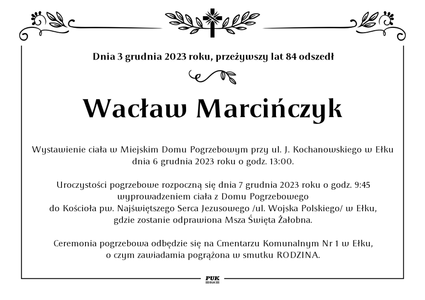 Wacław Marcińczyk - nekrolog
